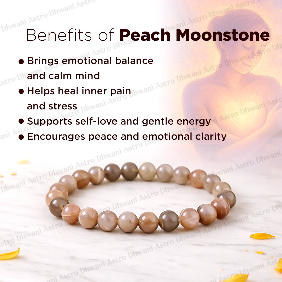 Peach Moonstone Bracelet (Abhimantrit) for Emotional Balance
