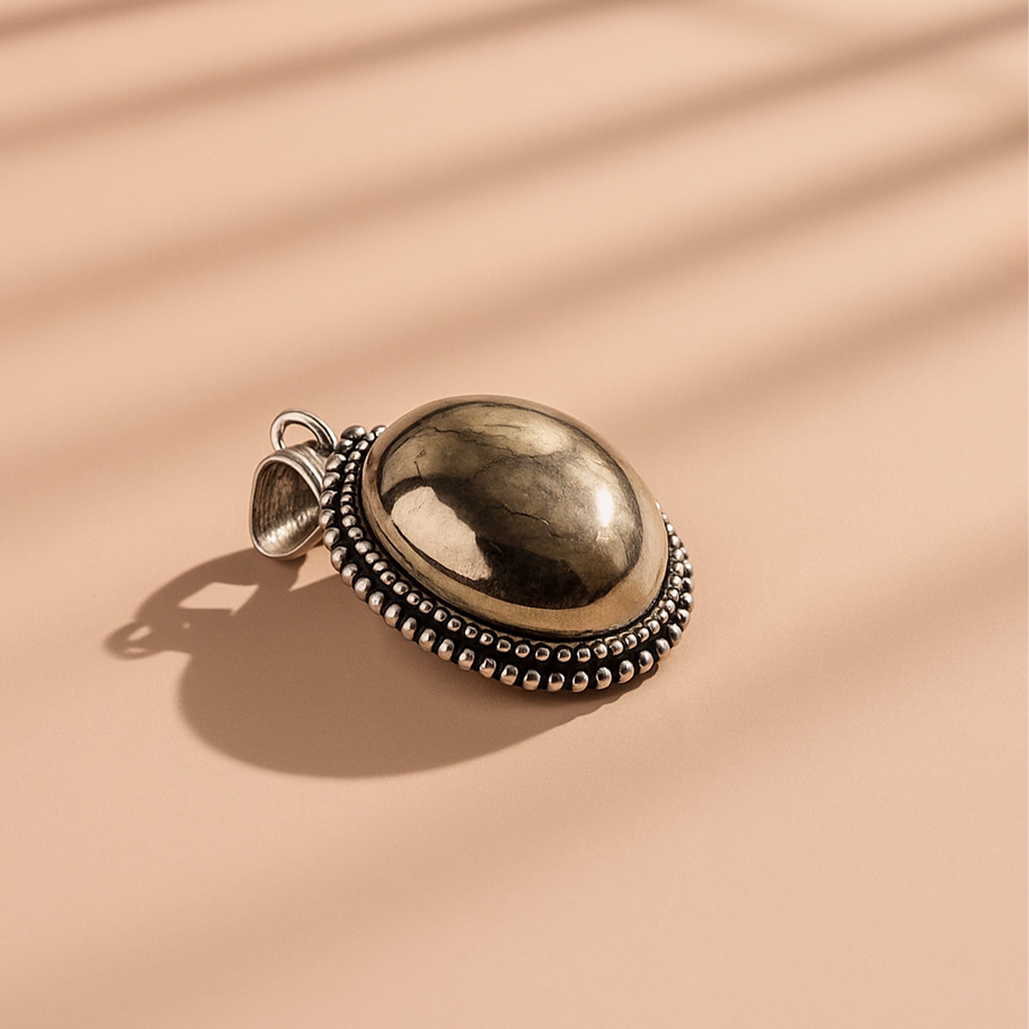 Pyrite Oval stone Pendant - Abhimantrit & Certifiefd