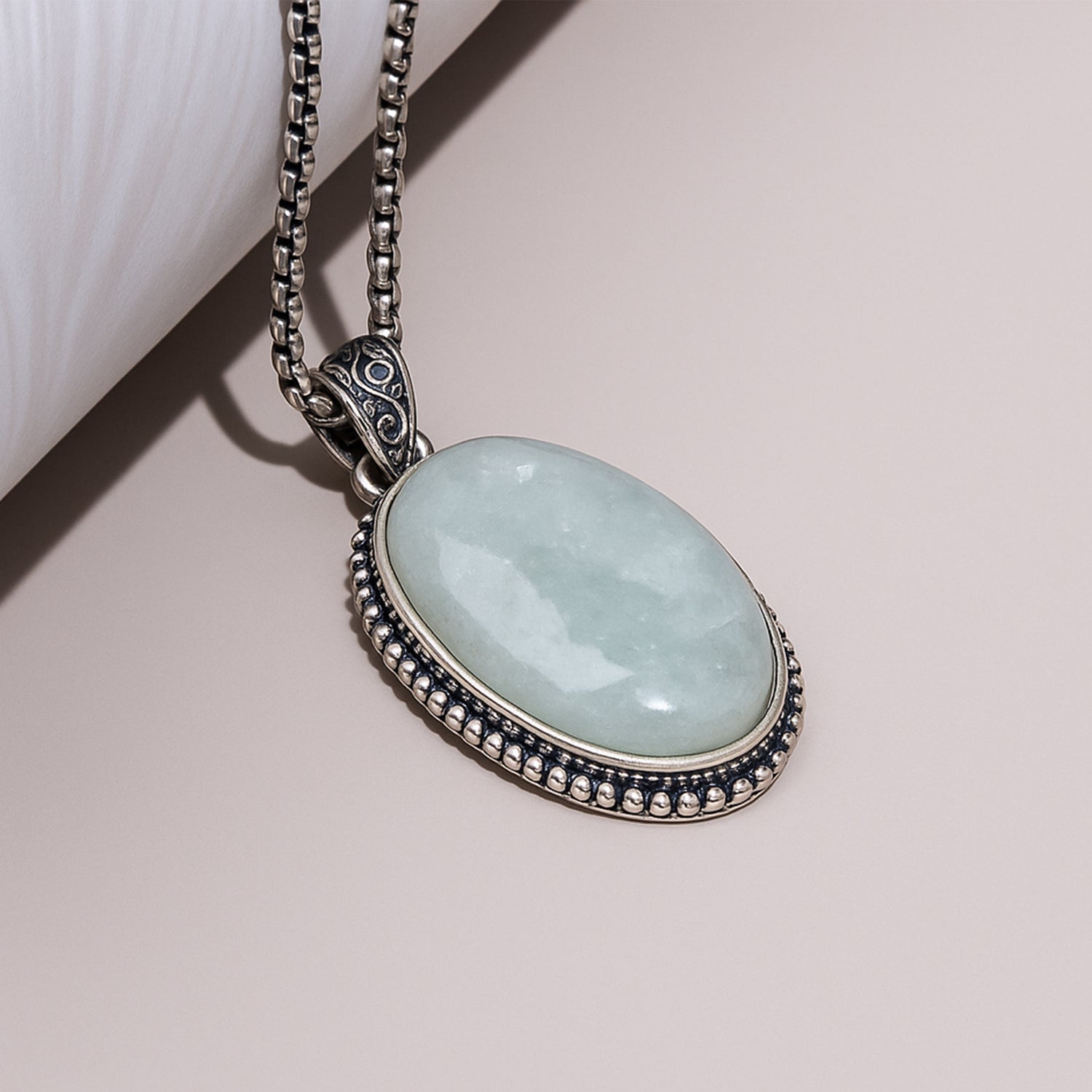Green Aventurine Oval Stone Pendant - Abhimantrit & Certifiefd