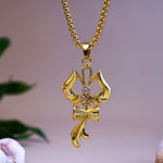 Gold Trishul with Damru Pendant  ( Blessing & Protection) - Abhimantrit