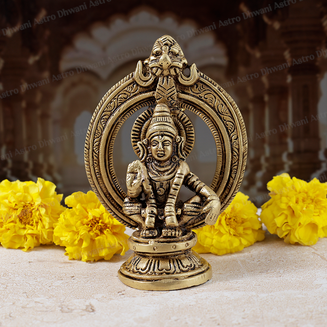 Brass Ayyappa Swamy Statue for Peace & Spiritual Growth