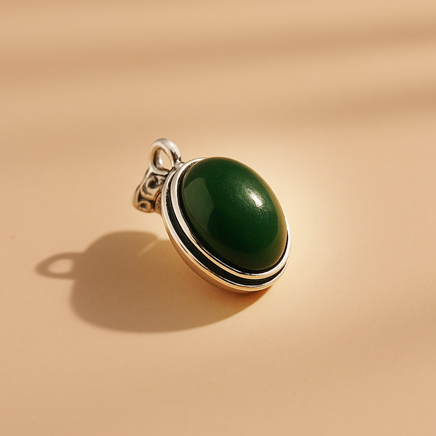 Green Onyx Oval Stone Pendant - Abhimantrit & Certifiefd