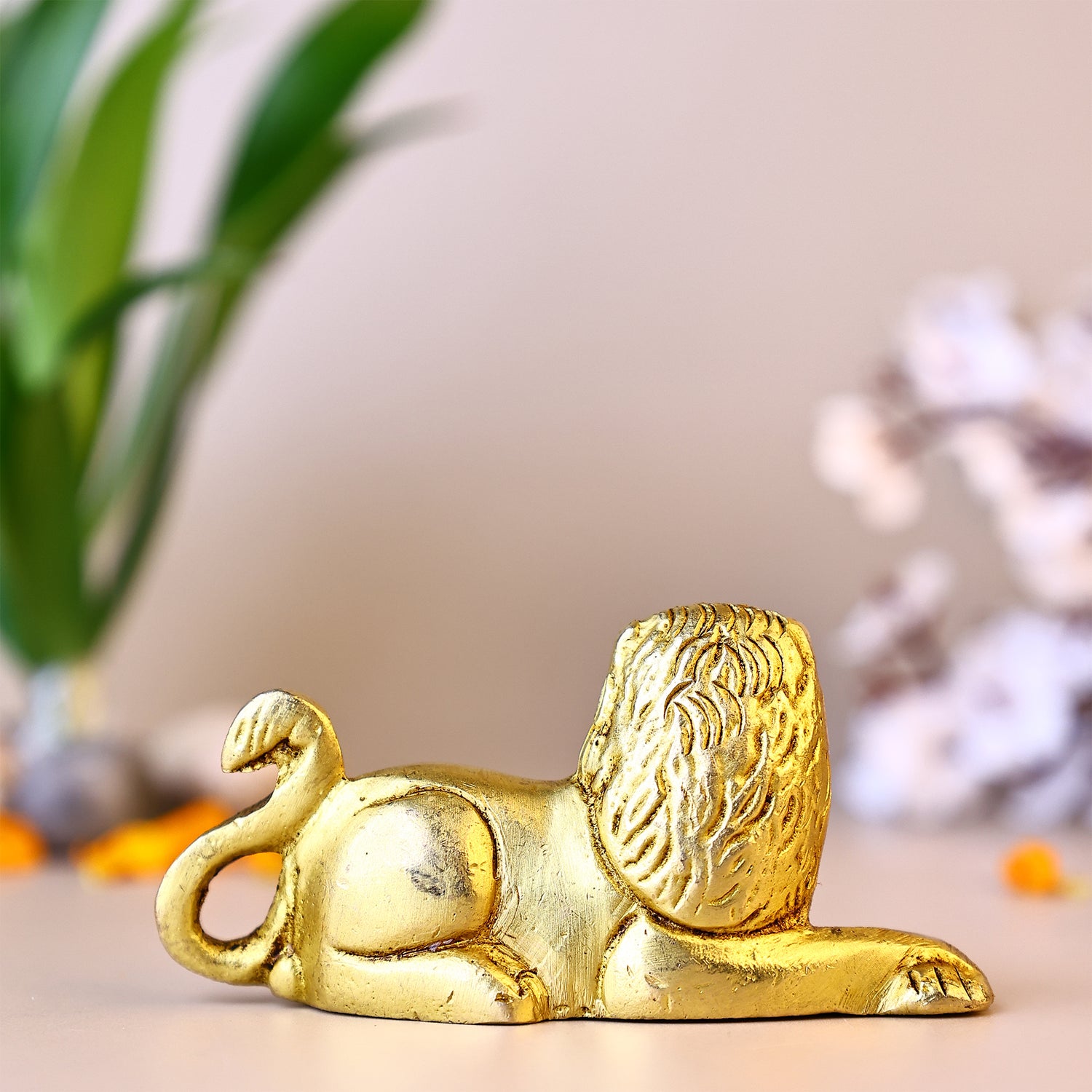 Pure Brass Lion Statue - Abhimantrit