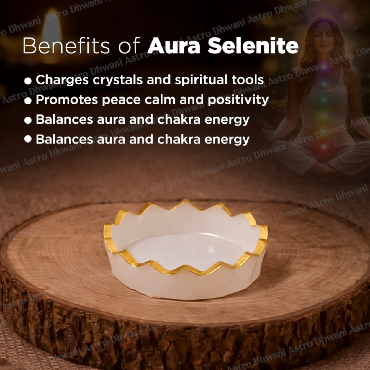 Aura Selenite Bowl for Energy Cleansing & Crystal Charging - Abhimantrit