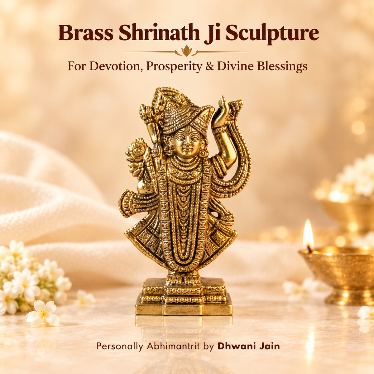 Brass Shrinath Ji Sculpture - Abhimantrit