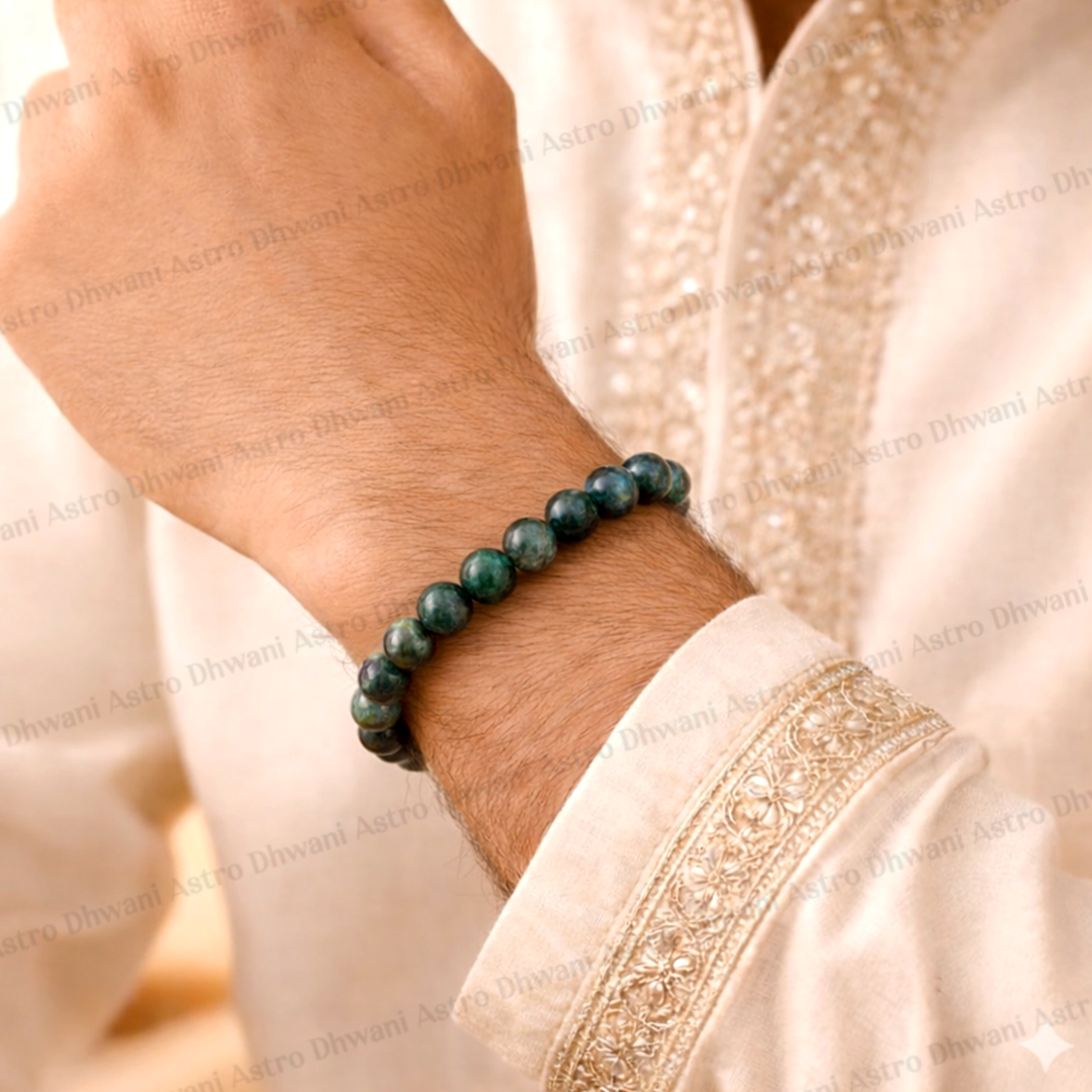 Moss Agate Bracelet (Abhimantrit) for Growth & Balance