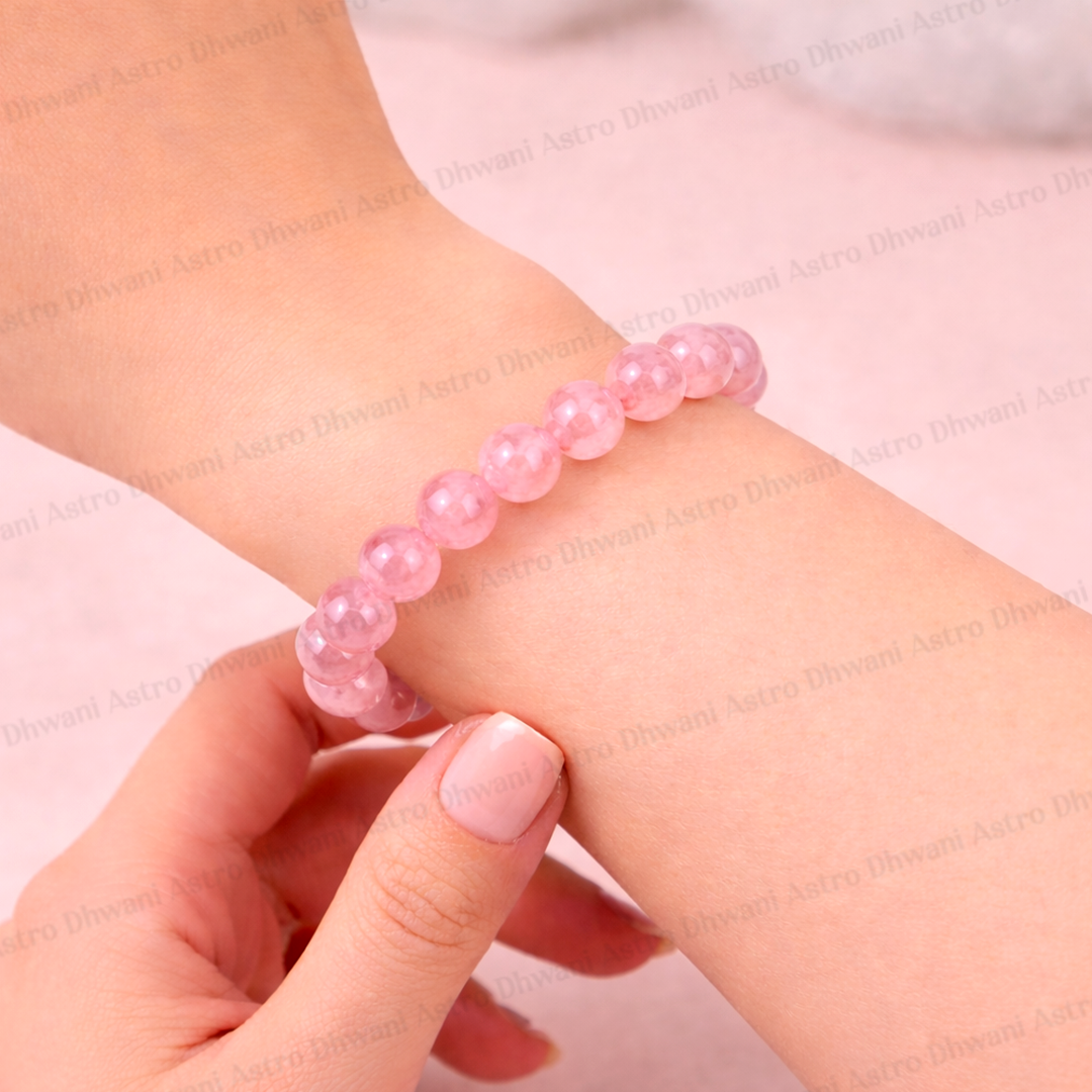 Cherry Quartz Crystal Bracelet: Promotes Trust and Unconditonal Love in Relationship