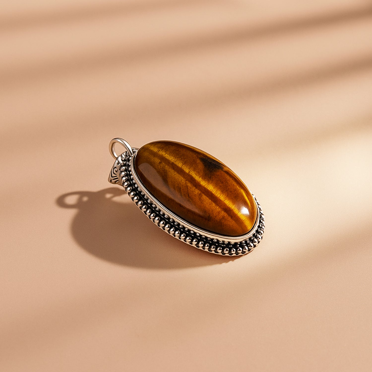 Tiger Eye Oval Stone Pendant - Abhimantrit & Certifiefd