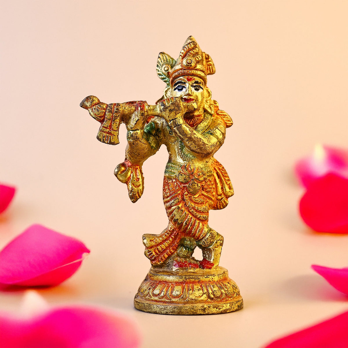 Brass Small Krishna Idol - Abhimantrit