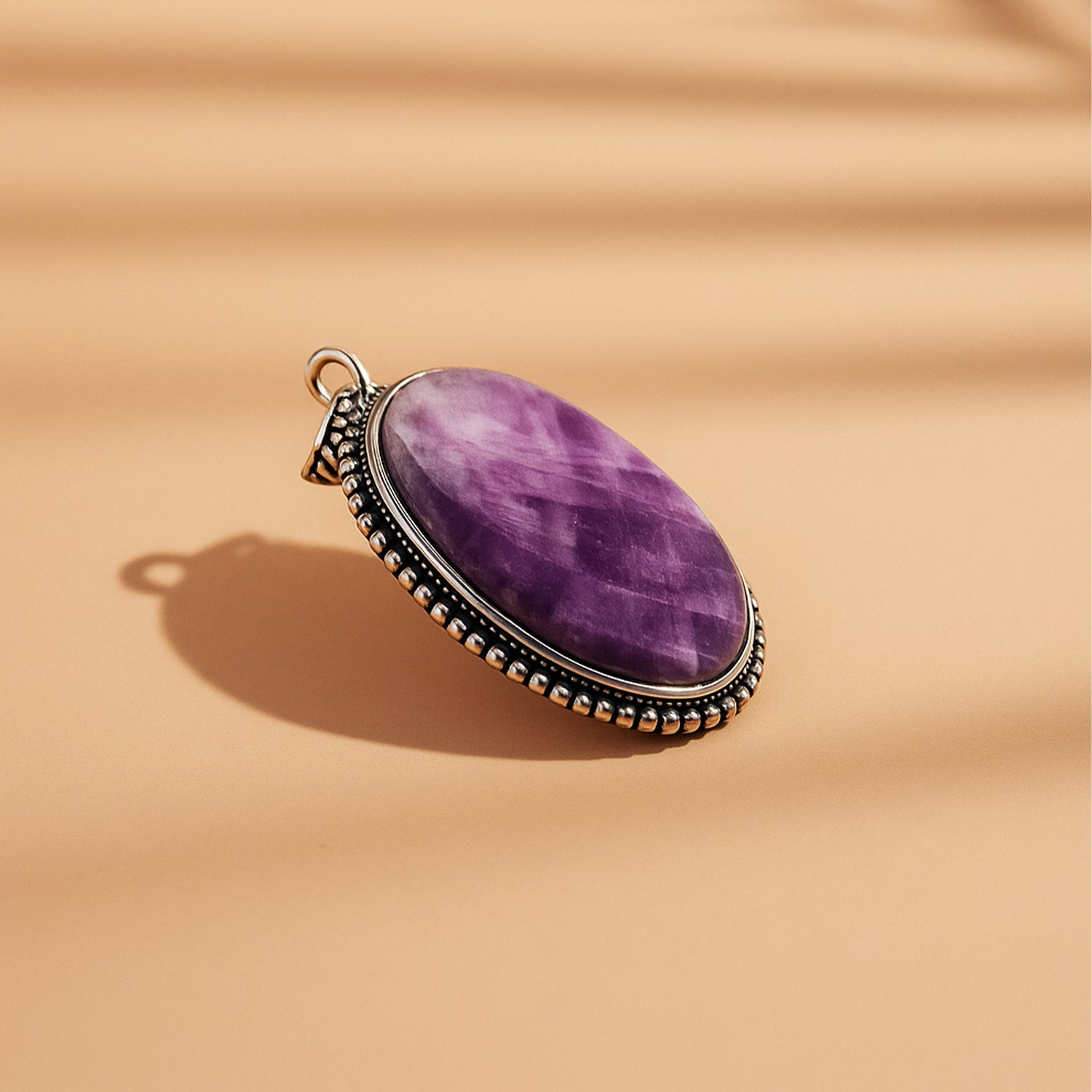 Katela Amethyst Oval Stone Pendant - Abhimantrit & Certifiefd