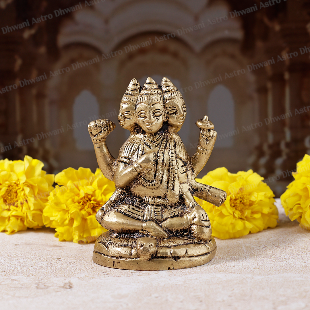 Brass Dattatreya Sculpture for Wisdom, Protection & Divine Blessings