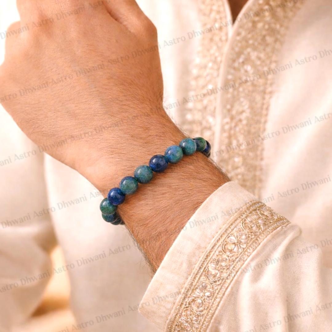 Azurite Crystal Bracelet: Clear Mental Blockages / Activates Third Eye Chakra