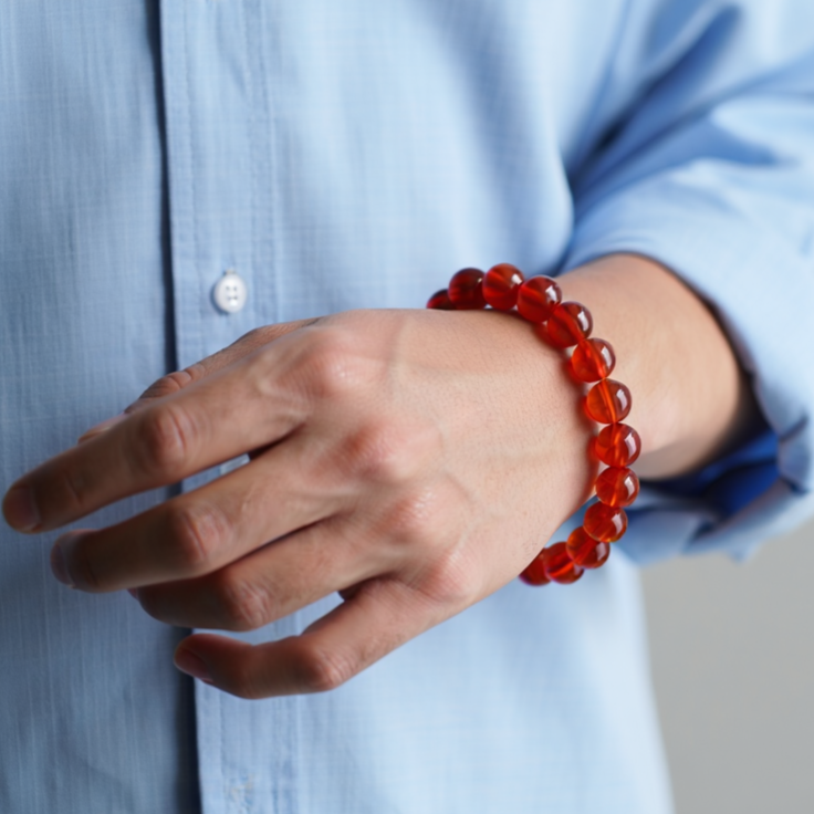 Strengthen Planet Mars (Mangal) and Sun: Red Carnelian Bracelet - Abhimantrit & Certified
