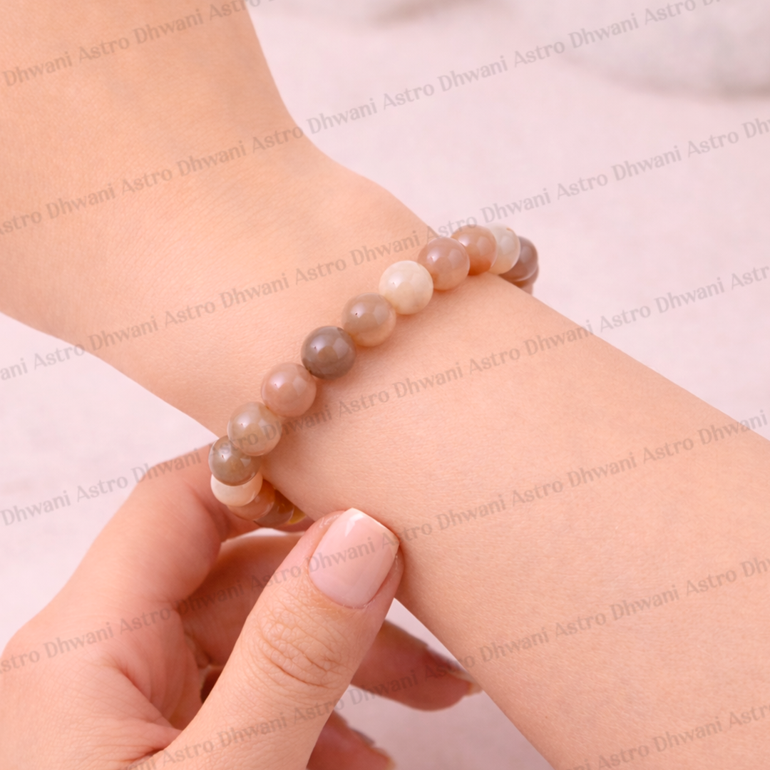 Peach Moonstone Bracelet (Abhimantrit) for Emotional Balance