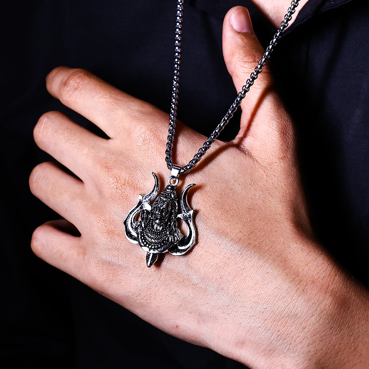 Lord Shiva with Trishul on Back Pendant - Abhimantrit