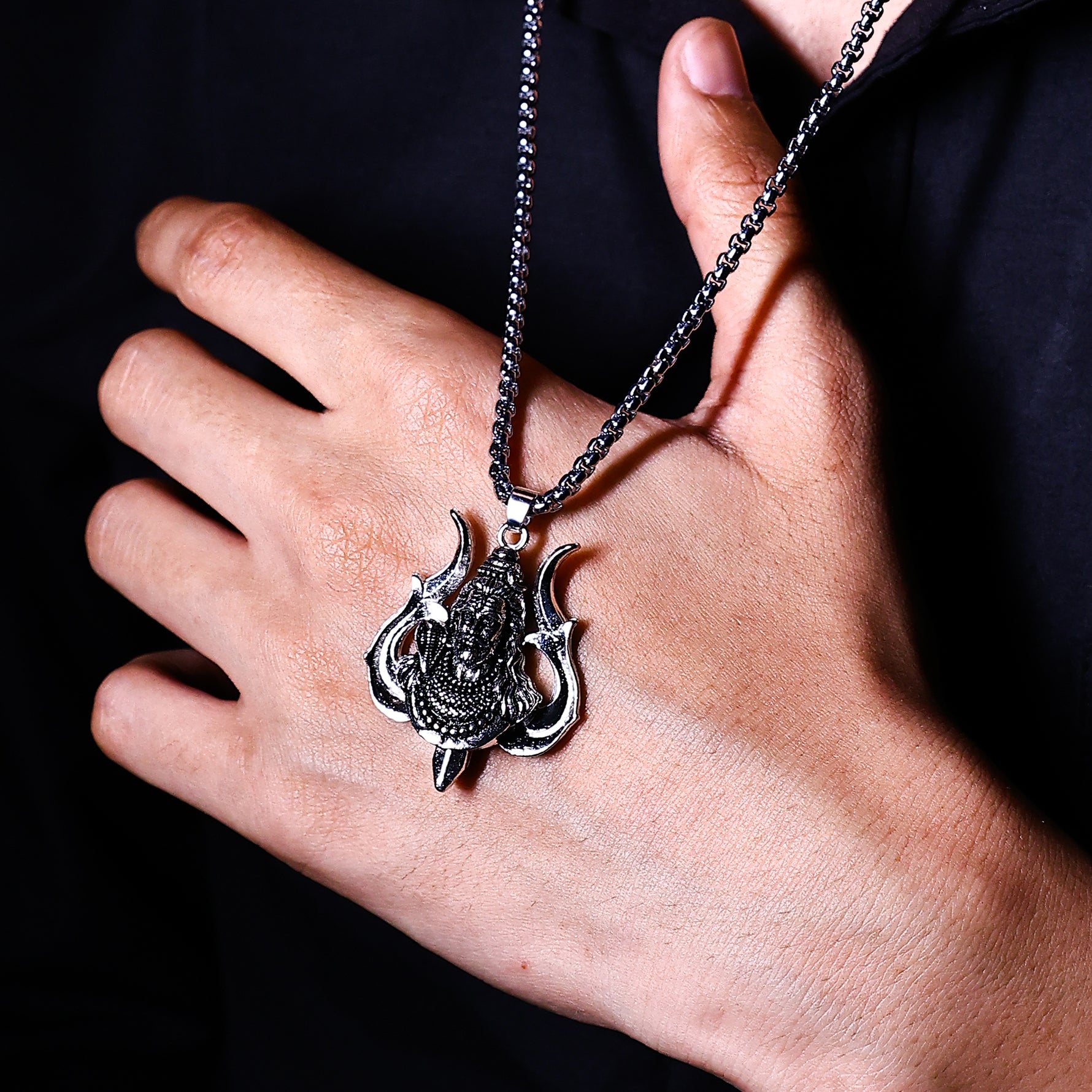 Lord Shiva with Trishul on Back Pendant - AbhimantritLord Shiva with Trishul on Back Pendant - Abhimantrit
