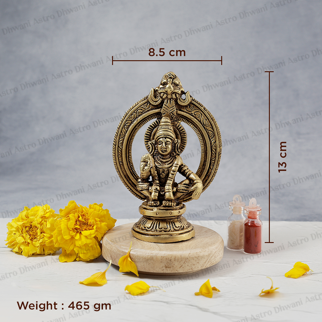 Brass Ayyappa Swamy Statue for Peace & Spiritual Growth
