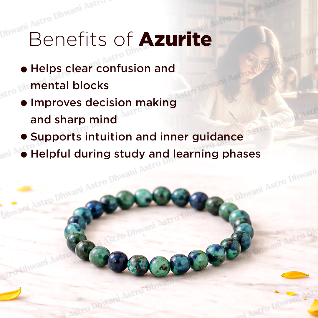 Azurite Crystal Bracelet: Clear Mental Blockages / Activates Third Eye Chakra