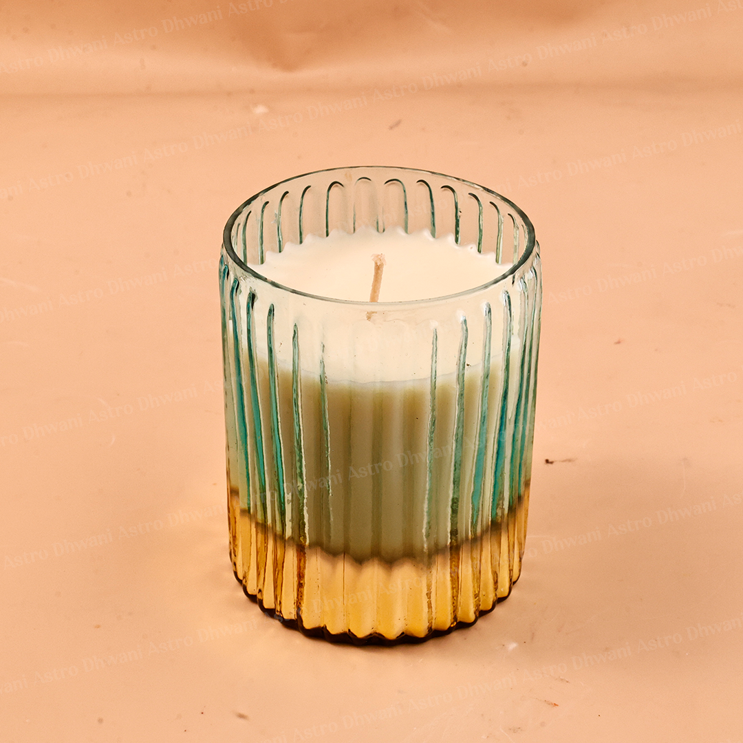 Scented Soy Wax Candle | Hand-Poured Aromatherapy Candle in Decorative Fluted Glass Jar | Meditation, Prayer & Home Décor