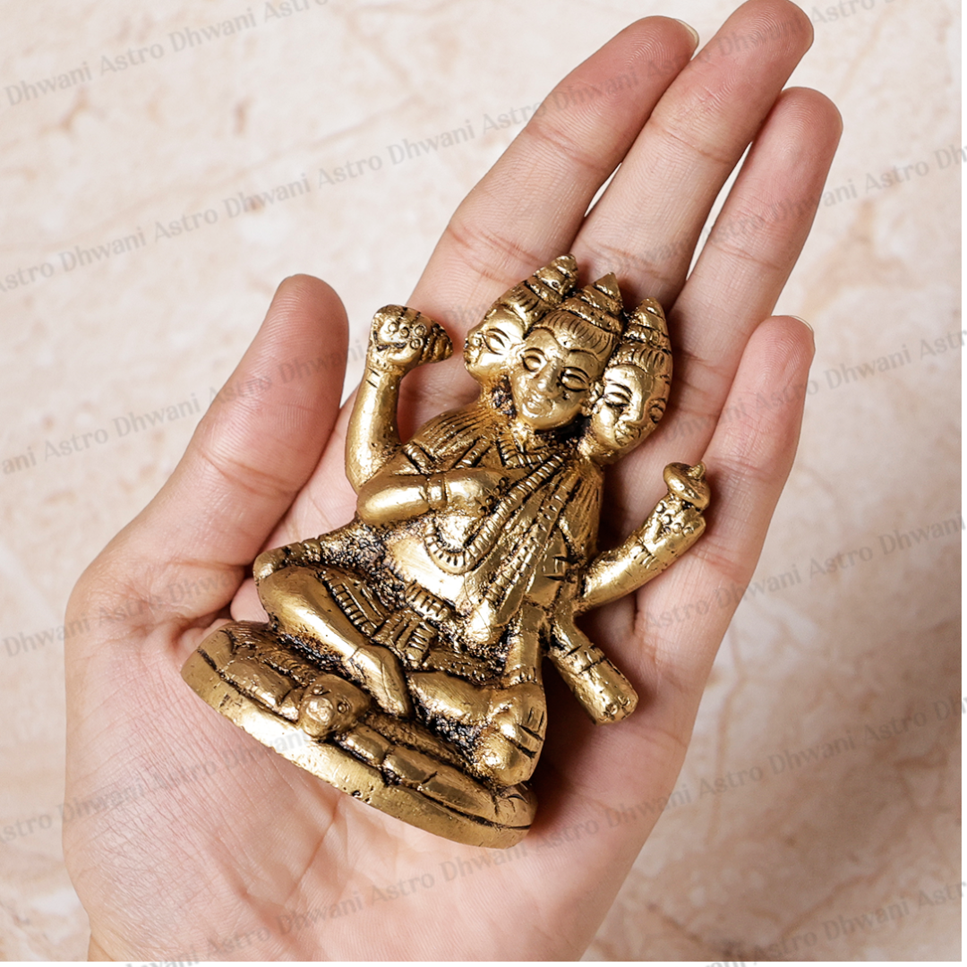 Brass Dattatreya Sculpture for Wisdom, Protection & Divine Blessings