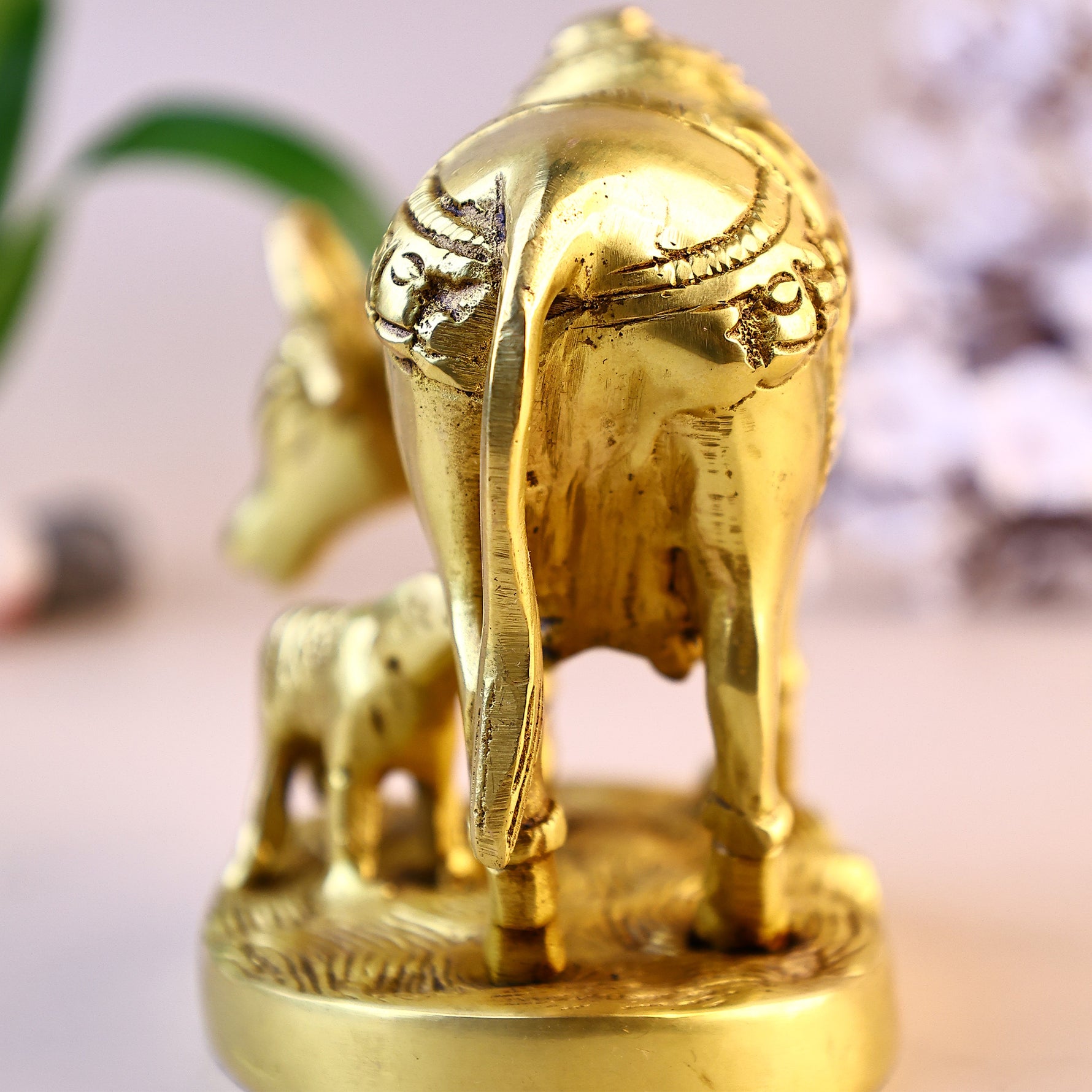 Brass Kaam Dhenu Cow with Om and Swastik - Abhimantrit