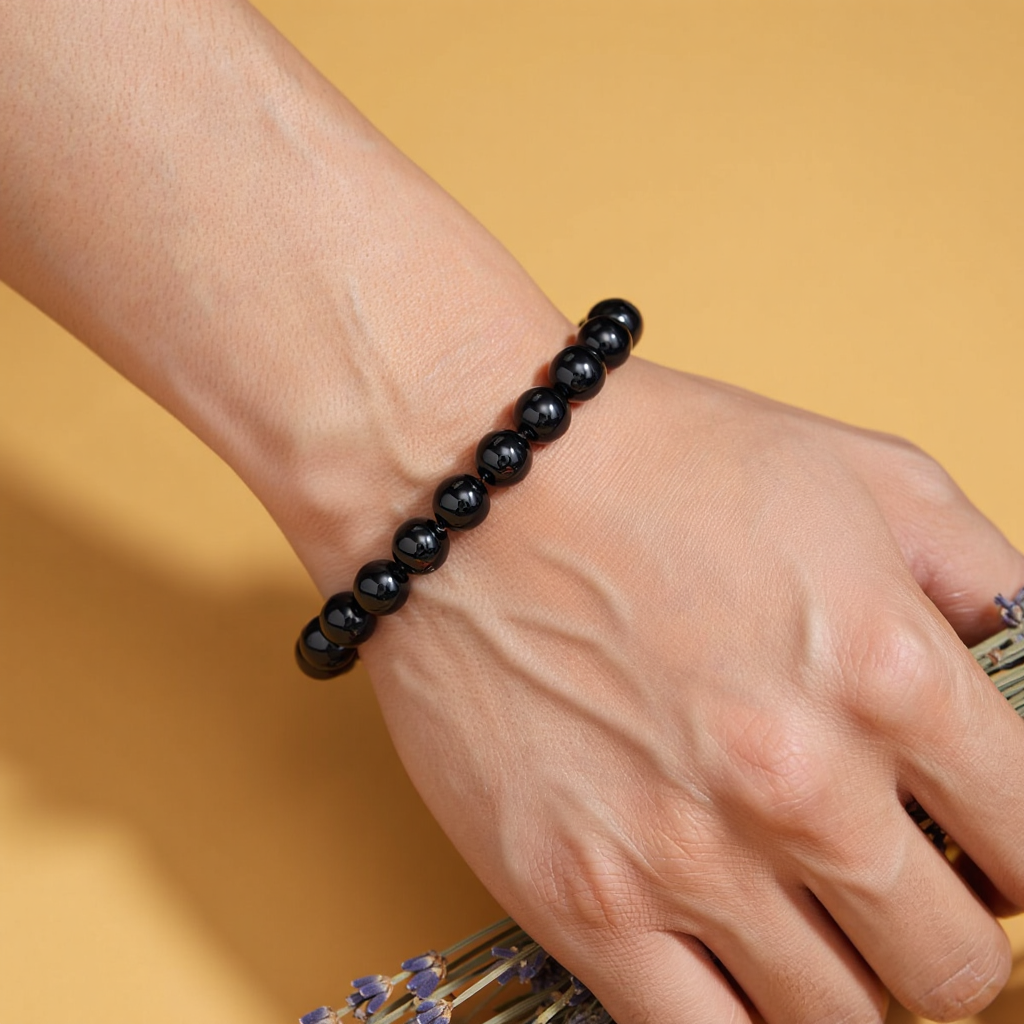 Protect from Psyhic attacks & Negative Engery: Black Tourmaline Bracelet - Abhimantrit & Certified