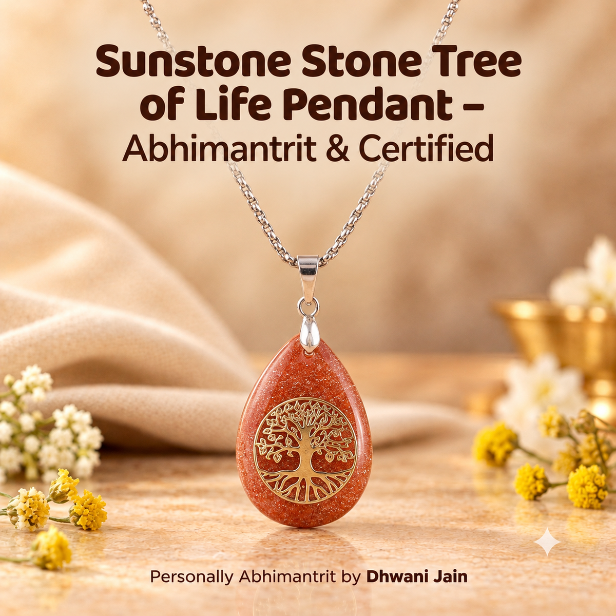 Sunstone Tree of Life – Natural Crystal Feng Shui Tree for Positivity, Confidence & Abundance