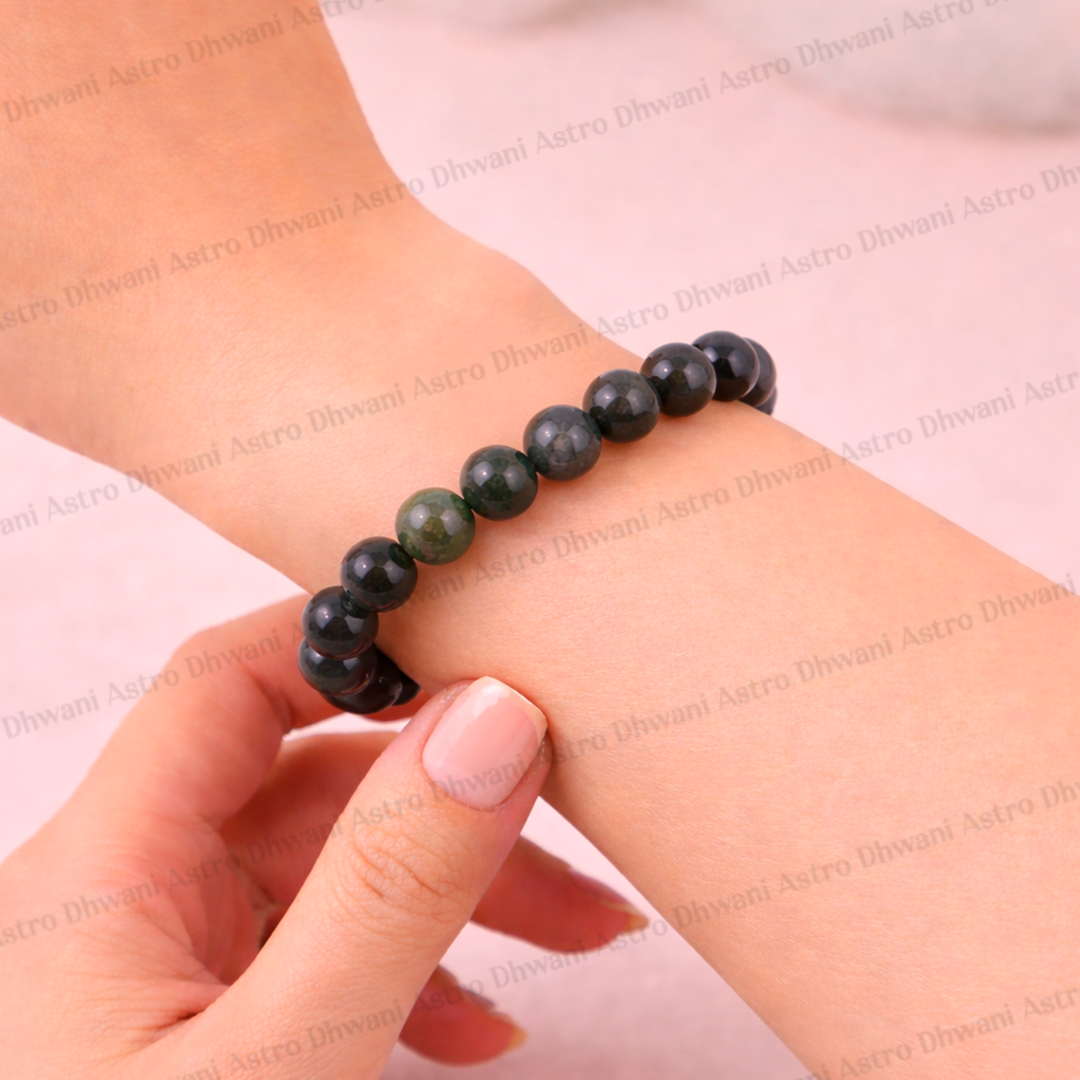 Moss Agate Bracelet (Abhimantrit) for Growth & Balance
