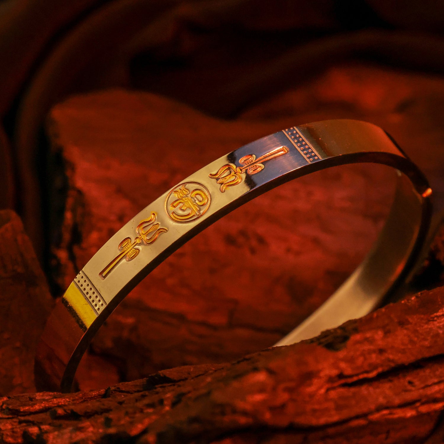 Om Trishul Kada (IGP Gold & Silver Plating) - Abhimantrit