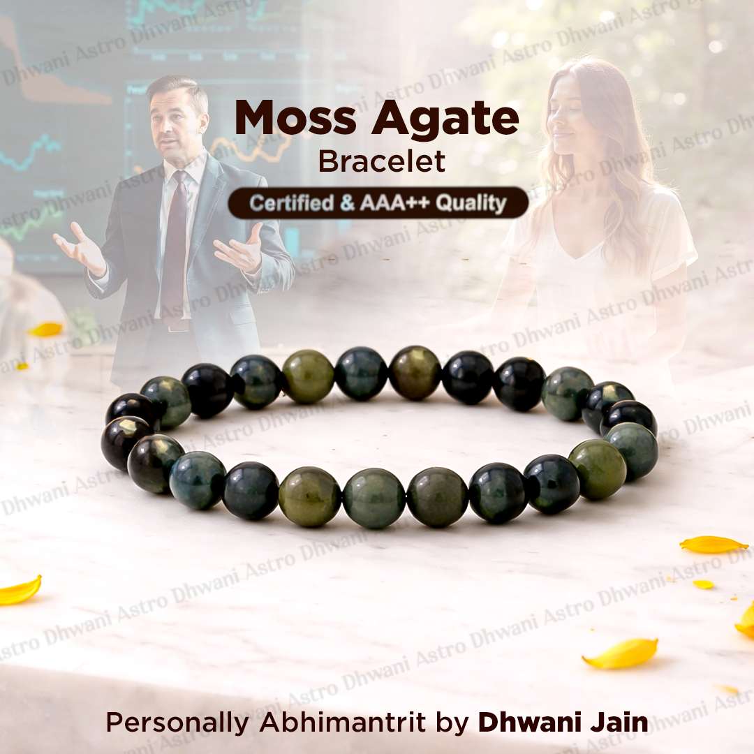 Moss Agate Bracelet (Abhimantrit) for Growth & Balance