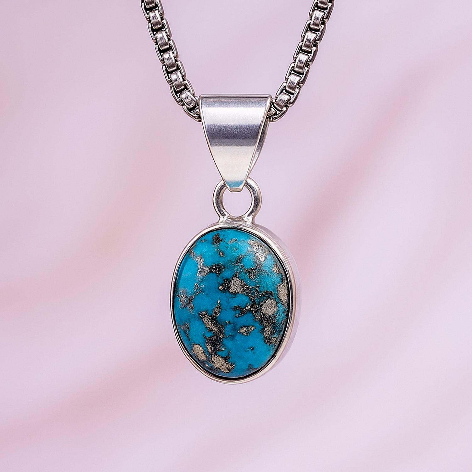 Turquoise Oval Stone Pendant - Abhimantrit & Certifiefd