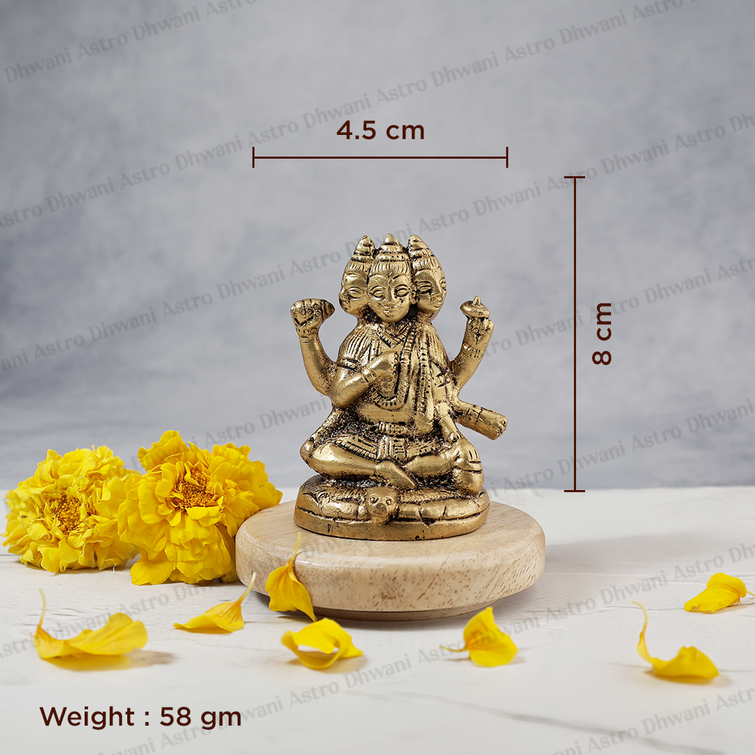 Brass Dattatreya Sculpture for Wisdom, Protection & Divine Blessings