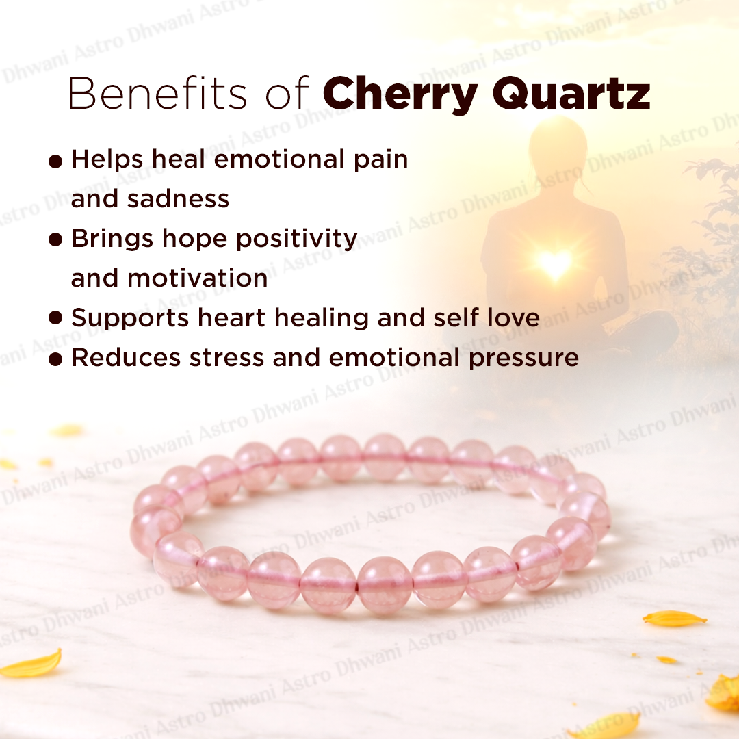 Cherry Quartz Crystal Bracelet: Promotes Trust and Unconditonal Love in Relationship