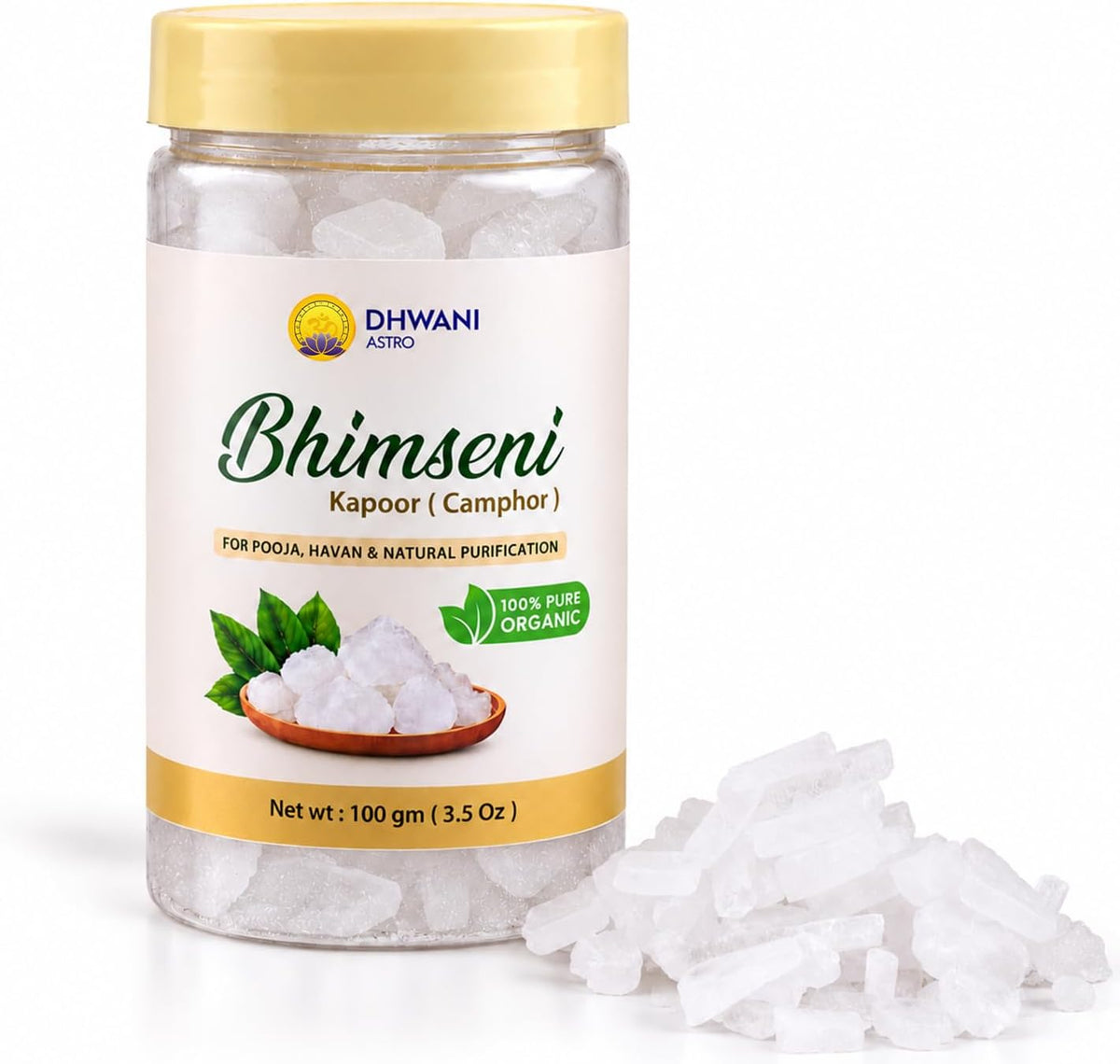 Pure Bhimseni Camphor ( Kapoor ) Ideal for Pooja, Havan, Aromatherapy & Spiritual Practices