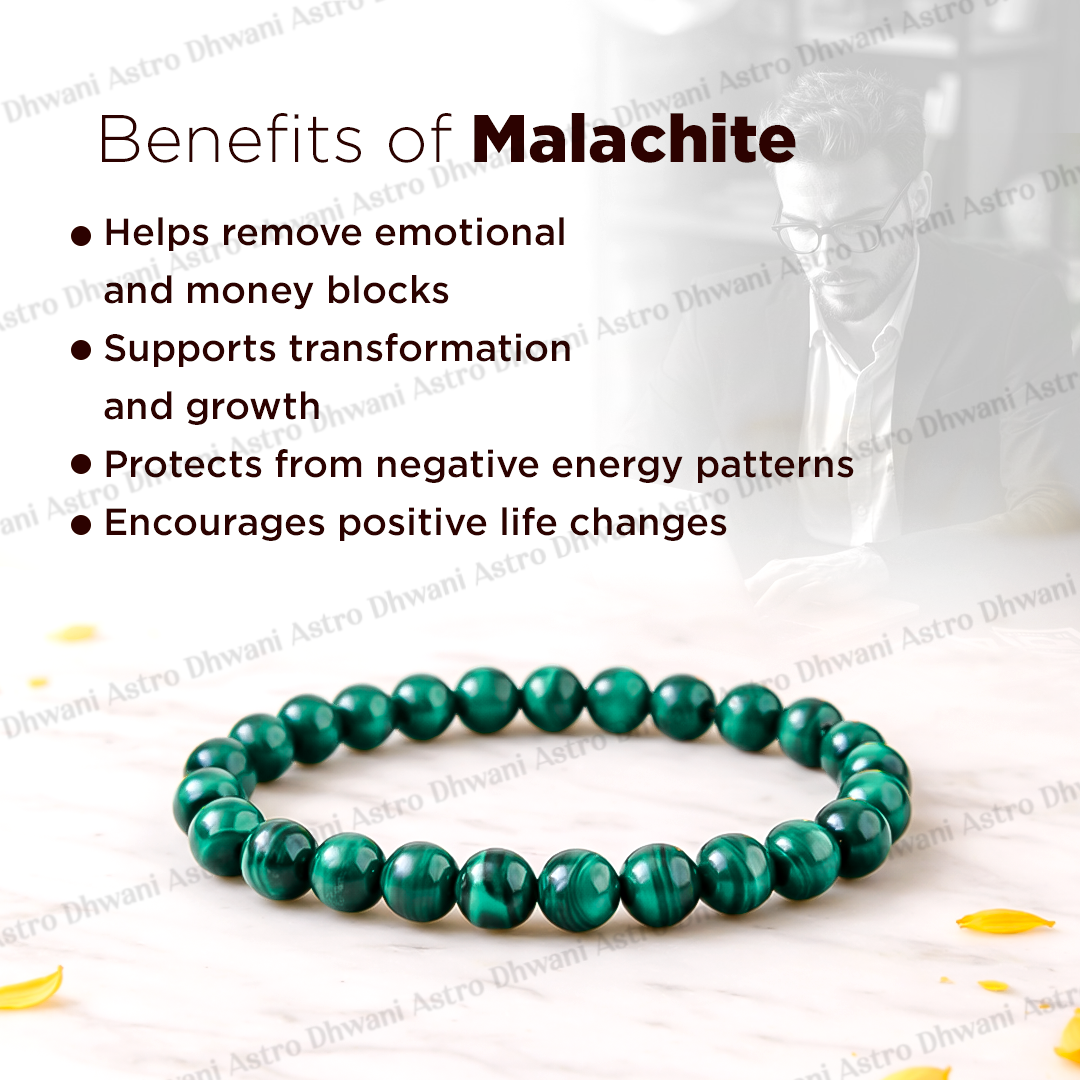 Malachite Bracelet (Abhimantrit) for Protection & Healing