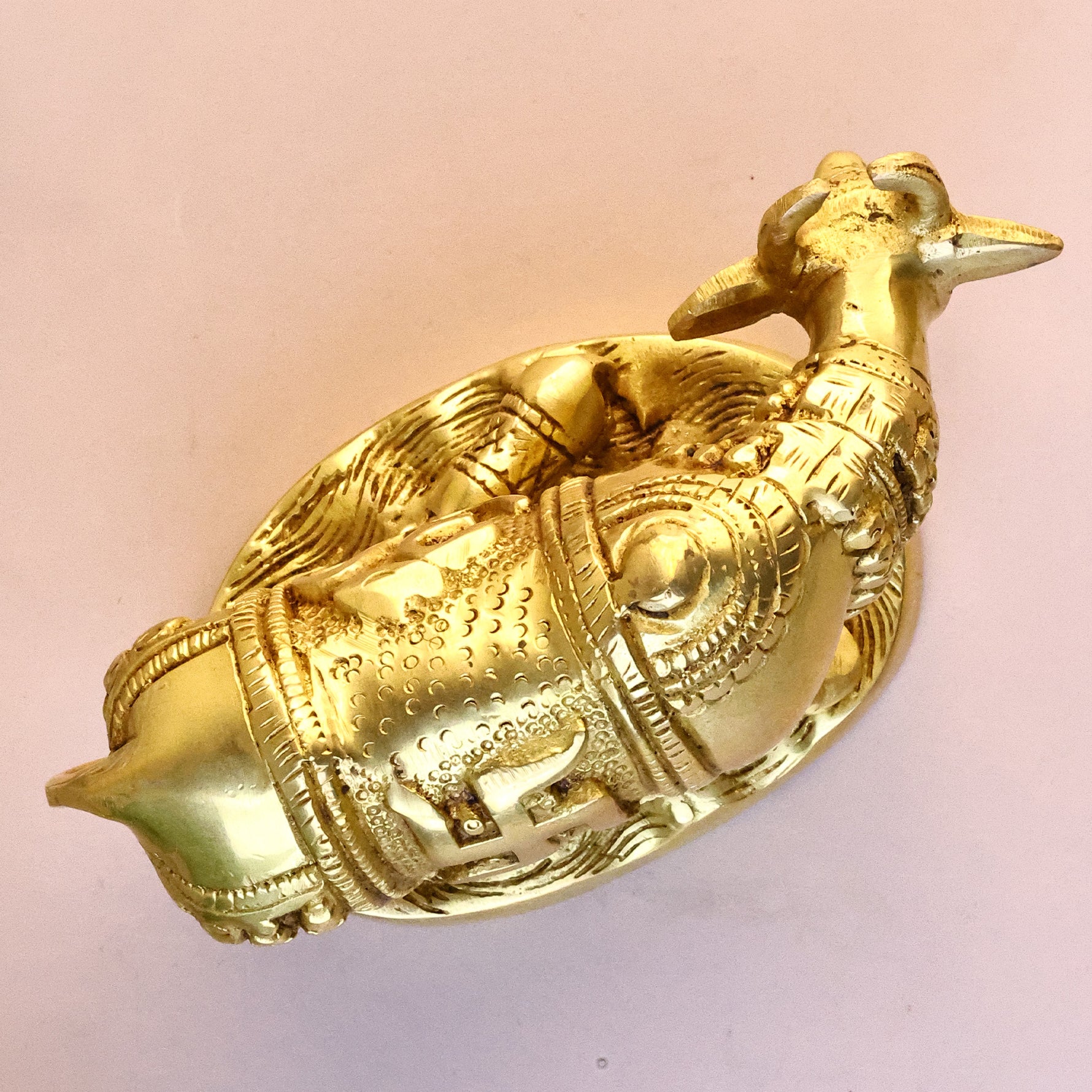 Brass Kaam Dhenu Cow with Om and Swastik - Abhimantrit