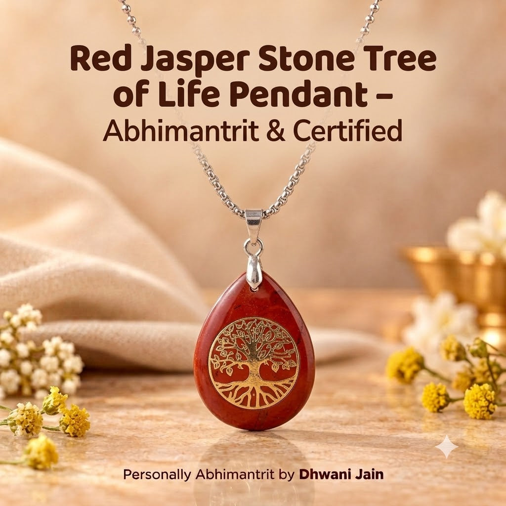 Red Jasper Stone Tree of Life Pendant for Financial Stability & Prosperity – Abhimantrit & Certified