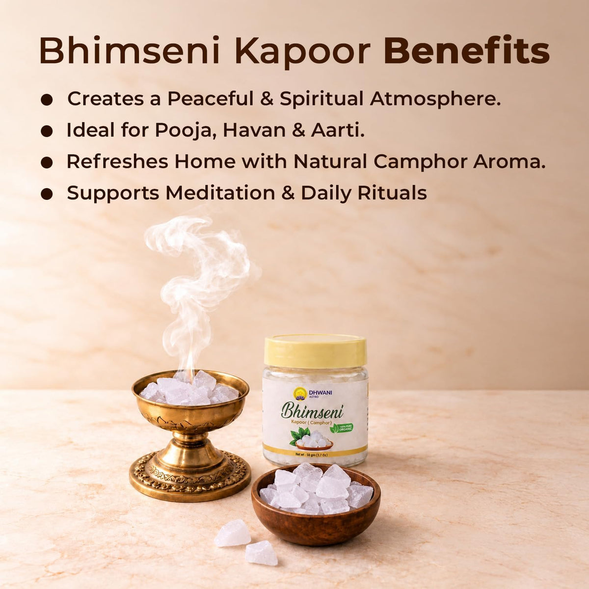 Pure Bhimseni Camphor ( Kapoor ) Ideal for Pooja, Havan, Aromatherapy & Spiritual Practices