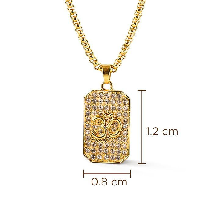 Gold Plated Om Diamond Pendant (Blessing & Protection) - Abhimantrit