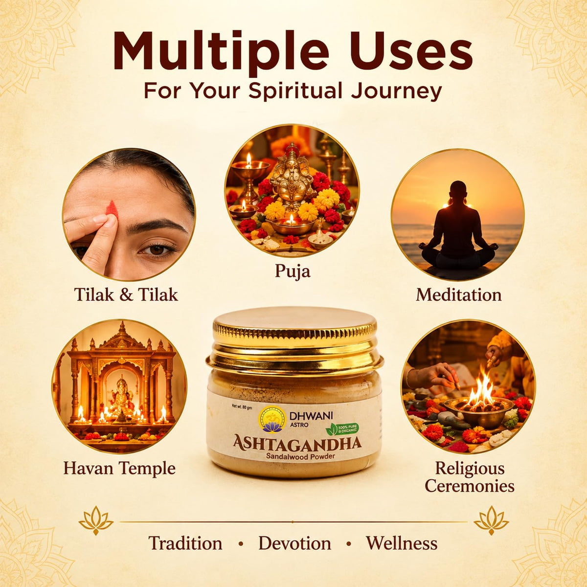 Pure Ashtagandha Sandalwood Powder for Pooja & Tikka