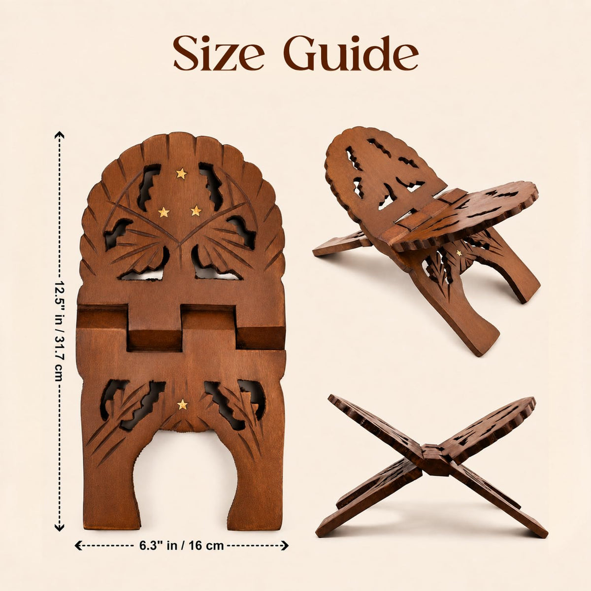 Rosewood Holy Book Stand for Pooja, Gita, Quran & Bible