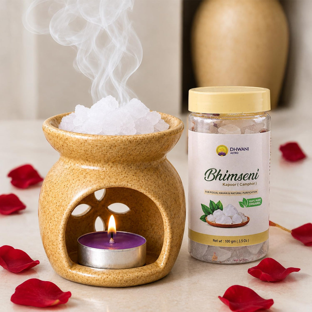 Pure Bhimseni Camphor ( Kapoor ) Ideal for Pooja, Havan, Aromatherapy & Spiritual Practices