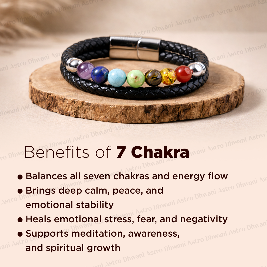 7 Chakra Leather Bracelet Energy Balance