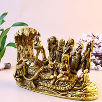 Brass Lord Vishnu Bhagwan Resting on Shesnag - Abhimantrit