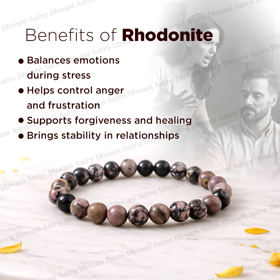 Rhodonite Bracelet (Abhimantrit) for Emotional Healing