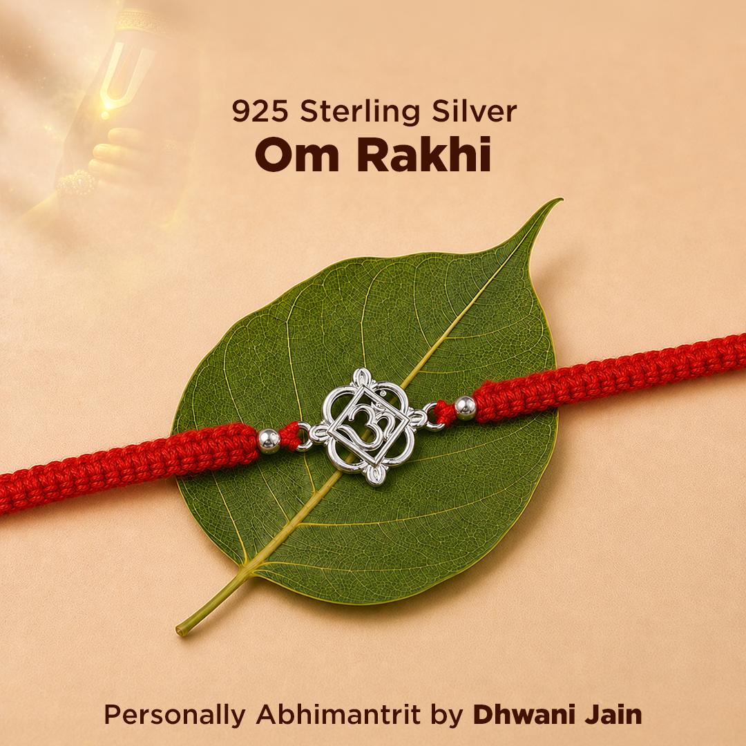 925 Sterling Silver Om Rakhi | Sacred Om Raksha Bandhan Rakhi | Handmade Adjustable Thread Rakhi for Brother