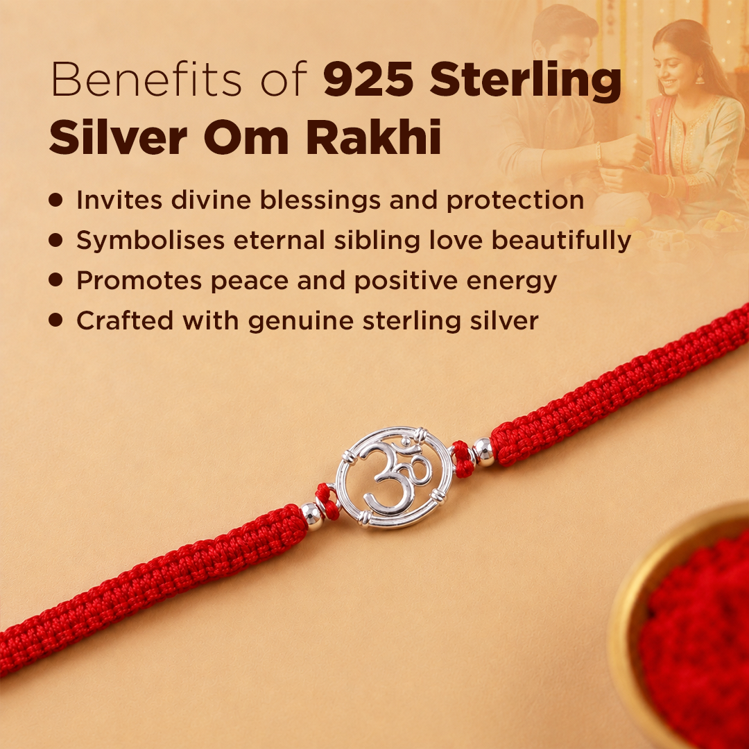 925 Sterling Silver Om Rakhi | Premium Raksha Bandhan Rakhi for Brother