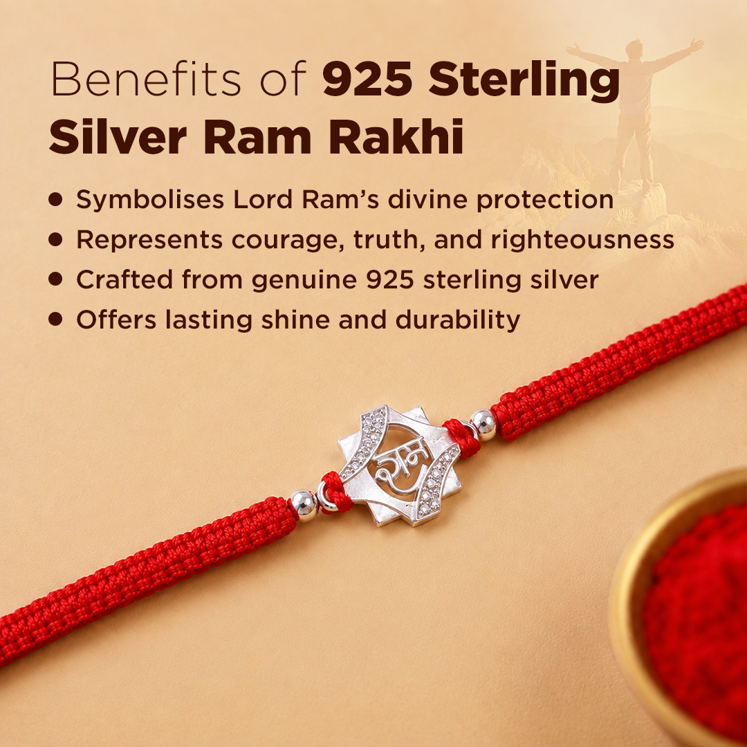 925 Sterling Silver Ram Rakhi – Carry the Blessings of Lord Shri Ram