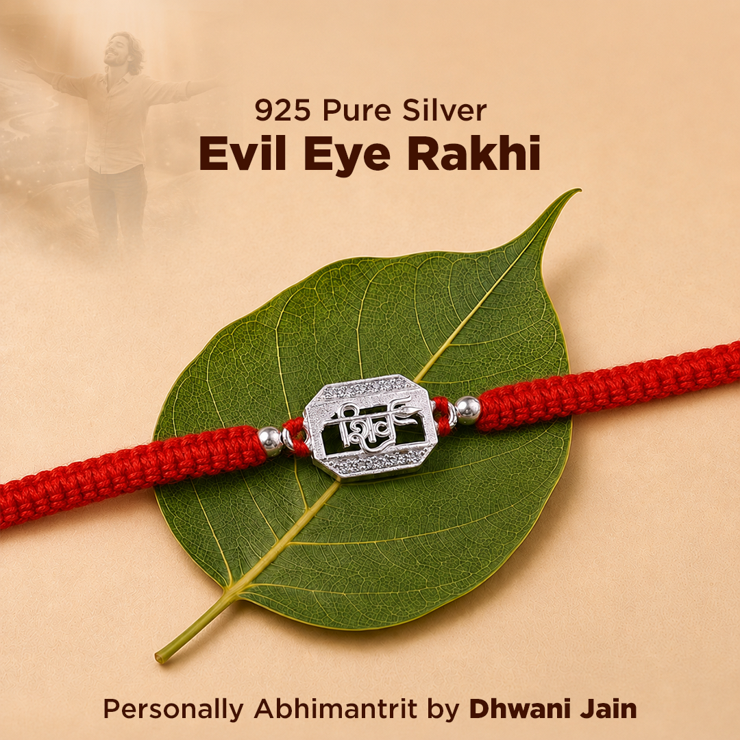 925 Sterling Silver Shiv Rakhi | Handmade Red Thread Raksha Bandhan Bracelet for Brother