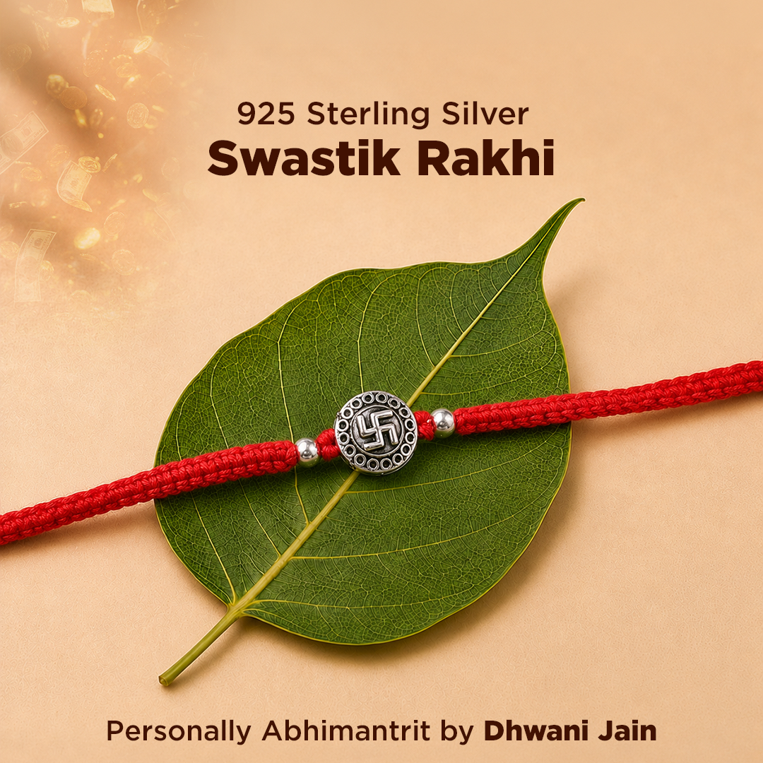 925 Sterling Silver Swastik Rakhi | Adjustable Raksha Bandhan Rakhi for Brother